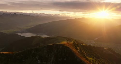 Stunning Sunrise Over Mountainous Landscape In Austria