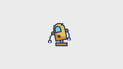 Animated Flat Design Robot Character Wiggle Icon