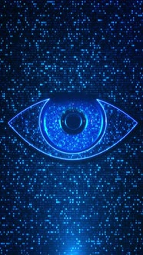 Glowing Neon Digital Eye Icon Loop