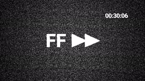 VHS Fast Forward Static Noise Overlay with Timecode