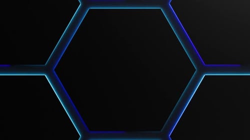 Glowing Neon Hexagon Grid Animation
