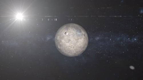 Realistic 3D Planet Rotating with Distant Star