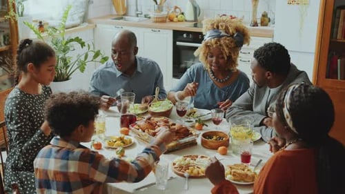 Family Gathering for Meal at Home