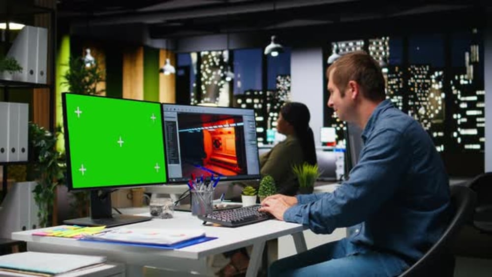 Chroma Key with Male Employee Working on Game Development, Technology ...