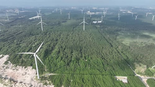 Wind Turbines in mountain during sunset
