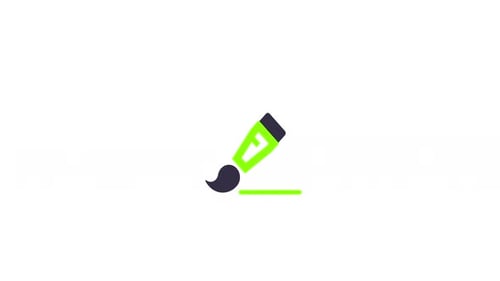 2D Flat Animation of a Paintbrush Creating Lines