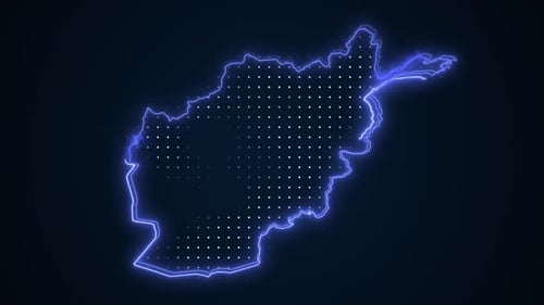 Glowing Electric Outline of Afghanistan Map Reveal
