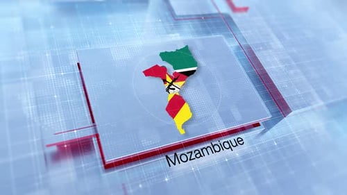 3D Mozambique Map Flag Display Corporate News Background Animation