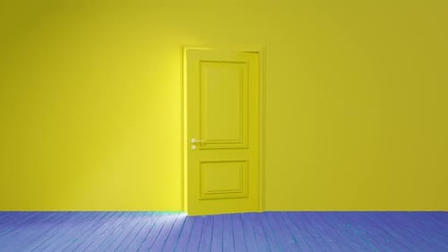 Yellow Door Opens Revealing an Image Transition