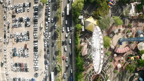 Aerial video of the amusement park Tel Aviv Israel
