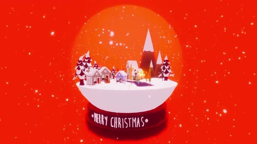 Minimalist Christmas Snow Globe Animation with Winter Village