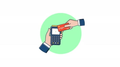 Animated Flat Design Credit Card Payment on POS Terminal