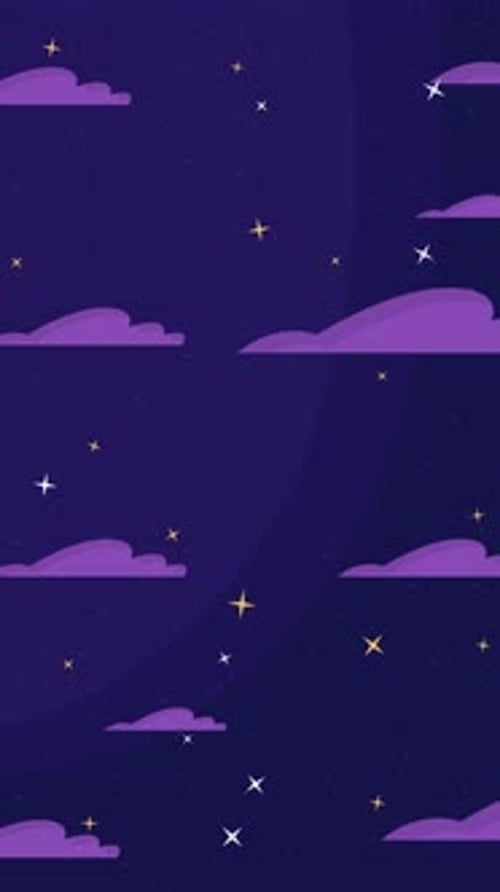 Soothing lofi night sky with twinkling stars clouds vertical animation background
