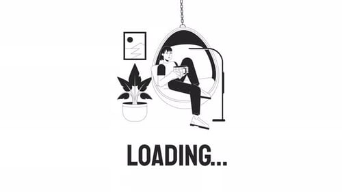 Animated Loading Screen with Person in Flat Design Style