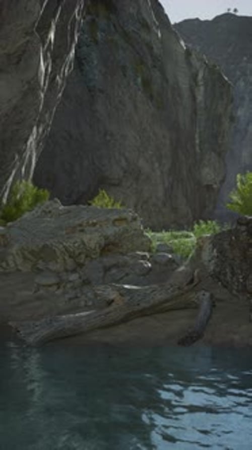 Large Rock Formation By Water