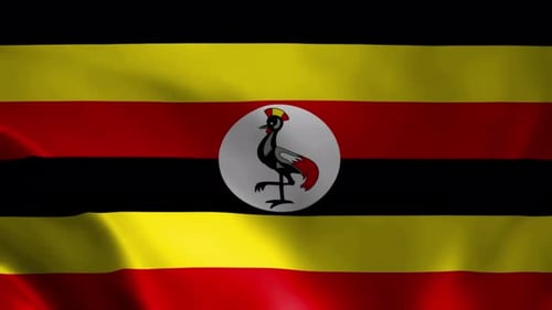 Animated Uganda Flag Waving with Realistic Fabric Effect