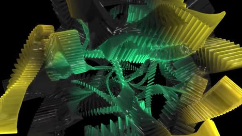 Green And Yellow Crystal Geometry Background Full HD