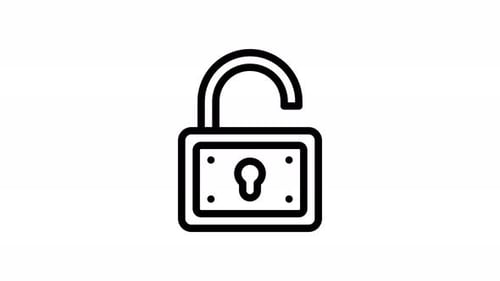 Animated Line Art Padlock Icon Open and Close