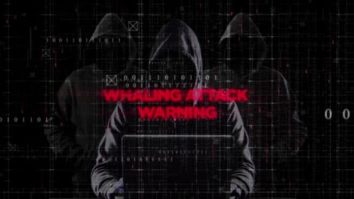 Whaling Attack Warning Text Animation On Digital Background