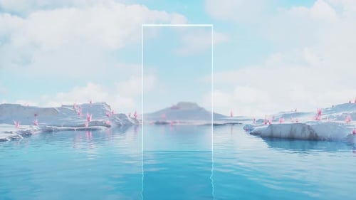 Nature Background with Vertical Glowing Rectangle Reveal