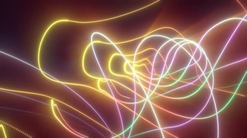Dynamic Neon Light Trails Abstract Background Animation