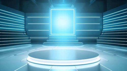 Futuristic Digital Stage Presentation Room Animation