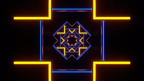 Orange And Blue Neon Abstract Shape Background Vj Loop In 4K