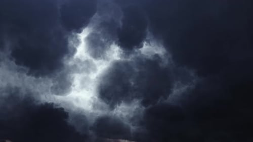 lightning storm timelapse inside the cloud turning dark.