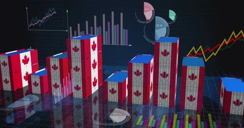 Canada export cargo containers with charts and diagrams