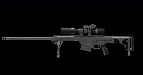 Tactical Rifle 3D Rotation On Alpha – Seamless Loop