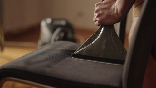 Chair Seat Steamed With Upholstery Cleaning Machine