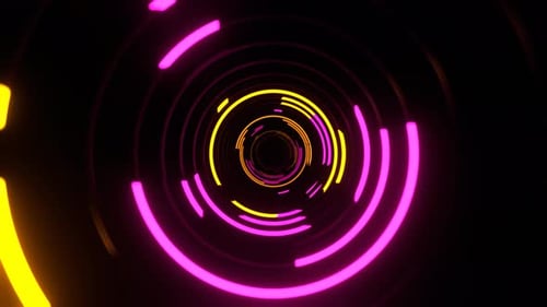 Pink And Yellow Abstract Neon Vortex In Infinite Fantasy Tunnel Background Vj Loop In 4K