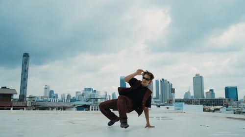 B-boy dance performance by professional street dancer. Break dance. hiphop.