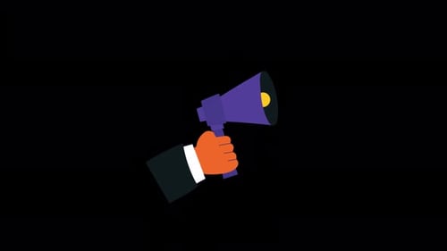 Flat Design Business Hand Holding Megaphone Announcement