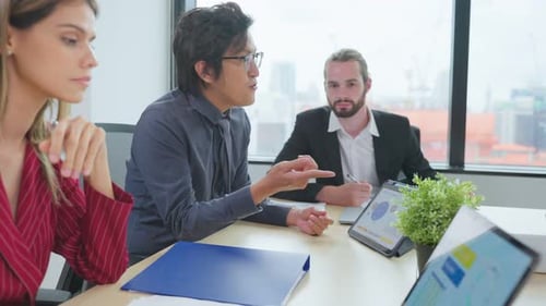 Group of multi-Ethnic businessman and businesswoman working in office.