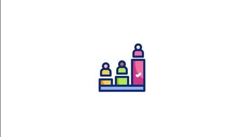 Animated Bar Chart Icon with People for Corporate Data Visualization