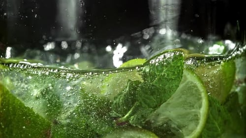 Refreshing Lime and Mint Beverage in Glass