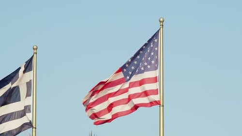United States of America Flag Waving in Wind