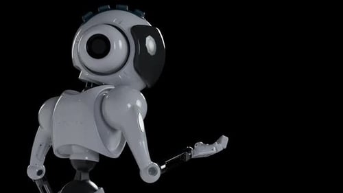 Futuristic 3D Robot Presenting with Open Hand Animation