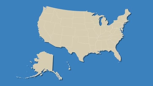 Usa, United States of America map animation. USA map