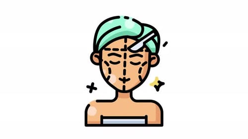 Flat Design Animated Face for Cosmetic Treatment