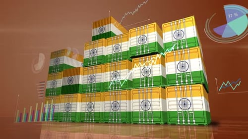 India export cargo containers with diagrams charts