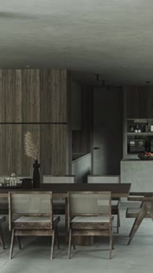 Modern Dining Area Design in a Minimalist Home With Wooden Decor