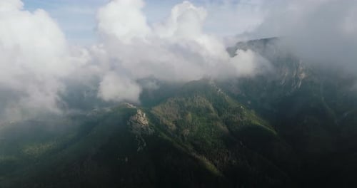 Beautiful Mountain Landscape in Summer Cloudy Sky Forest and Rocks