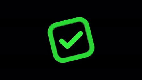 3D Animation of Green square Tick