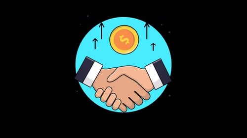 Animated Handshake and Dollar Coin for Business Growth