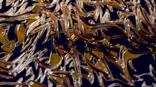 Abstract Golden Liquid Metal Flowing Background