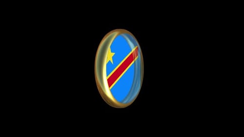 Democratic Republic of Congo Flag 3D Spinning Badge Animation