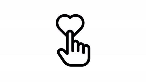 Flat Design Hand Cursor Tapping Heart Like Animation