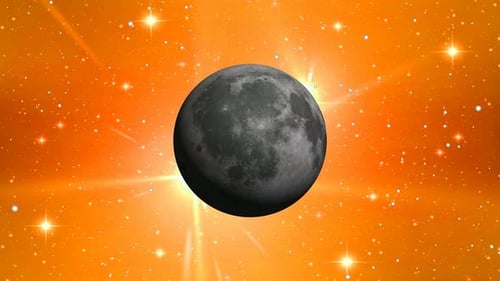 moon planet 360 degree rotating with galaxy background